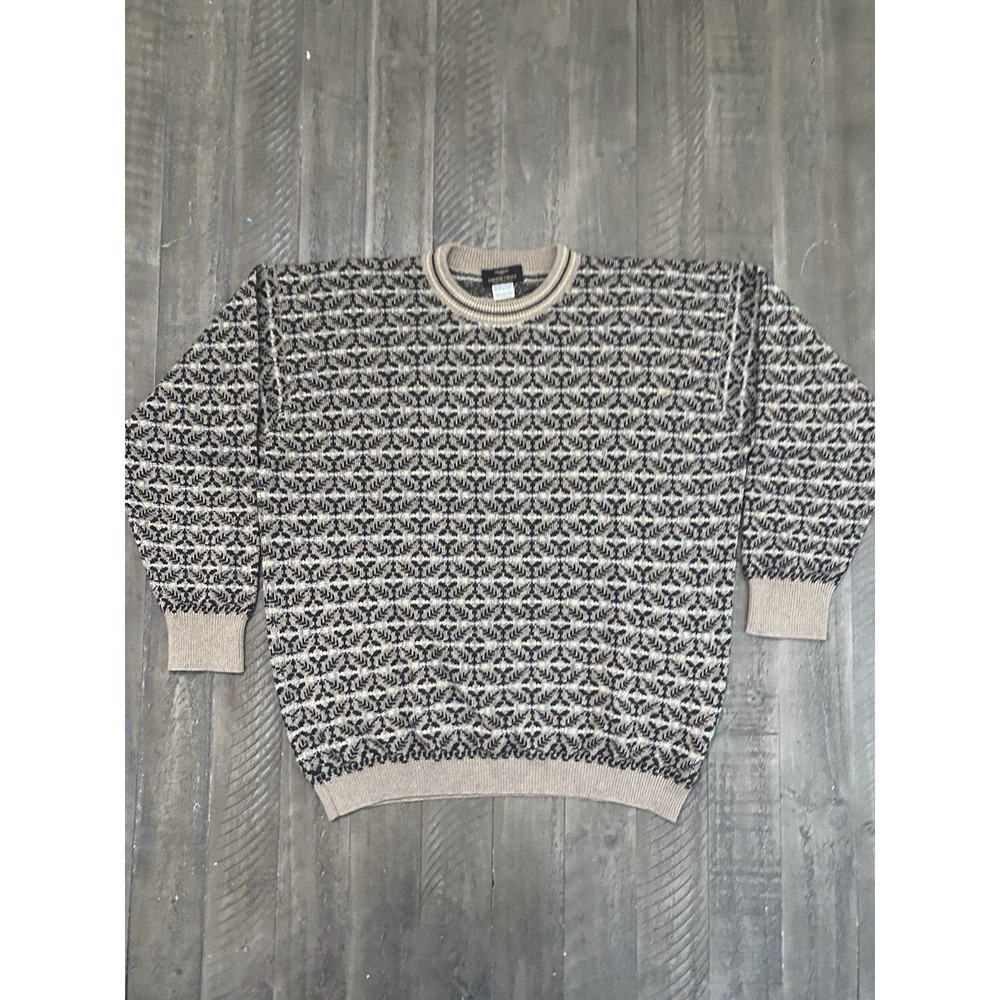 DAVIDE CENCI Pure Cashmere Sweater Italy Sz 52(L-XL) Mens Brown Geometric
